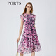 PORTS寶姿女裝春夏新品時(shí)尚碎花圓領(lǐng)短袖連衣裙LM8D240MPP109 丈青印花 M (6)