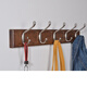 賢舍家具 實(shí)木掛衣架墻掛衣帽架壁掛衣服掛鉤門(mén)廳衣帽鉤玄關(guān)墻上打孔衣鉤 5鉤 胡桃色60厘米）