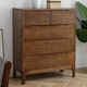 蔚虎 斗柜實(shí)木斗柜 北歐日式橡膠實(shí)五六七木斗柜收納柜現代簡(jiǎn)約臥室儲物柜斗櫥客廳 胡桃色 五斗柜