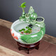 埔勒森（PULESEN）景德鎮陶瓷魚(yú)缸流水噴泉家用小金魚(yú)缸大號養魚(yú)盆客廳加濕裝飾造景 初荷+流水器擺件+6禮 中號32*32*39CM