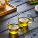 美斯尼 耐熱玻璃品茗杯錘紋玻璃小品杯加厚帶把主人杯功夫茶道茶具配件 2只裝（黃把）