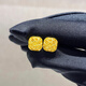 普堤諾新款爆閃方糖耳釘黃金拉絲花型耳環(huán)999足金色時(shí)尚感耳飾送女友 拉絲小方糖耳釘