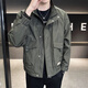 迦設夾克男士2025新款春秋款百搭上衣服潮流寬松立領(lǐng)工裝外套薄款秋裝 綠色 L