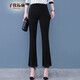 子牧棉麻春裝 女時(shí)尚微喇叭九分褲高腰顯瘦百搭休閑褲9882 黑色 S(建議80-95斤)