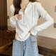 凡小如連帽短款衛(wèi)衣女春秋2024新款拉鏈長袖打底內(nèi)搭顯瘦小衫薄款上衣 白色XL碼【建議115-130斤】