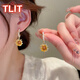 TLIT 金色向日葵花朵耳釘夸張個(gè)性耳環(huán)小眾獨特設計感耳飾七夕送禮物 金色 925銀針