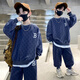 卡兔藍貓（KATULANMAO）兒童裝男童秋裝套裝2024新款中大童運動衣服男孩春秋兒童帥氣衛(wèi)衣 藏青 160cm