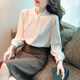 燕潯2025春秋新款小立領白色襯衫女職業(yè)ol雪紡襯衣長袖上衣打底衫 白色 XL (建議125-140斤)