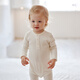 OAK FAMILY新品秋冬爬服新生嬰兒長(cháng)袖羊毛包屁衣寶寶護肚褲打底衫 奶白-包屁衣 80cm