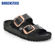 BIRKENSTOCK勃肯德國(guó)進(jìn)口新品大扣女款牛皮革漆皮Arizona雙扣拖鞋 黑色窄版1027840 37
