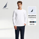 諾帝卡（NAUTICA）男裝春秋純棉柔軟親膚多色基礎經(jīng)典長(cháng)袖T恤男TE4301 1BW白色 L