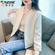 啄木鳥(niǎo)小個(gè)子短款外套女時(shí)尚提花薄款設計感小眾棒球服上衣秋季2025新款 米白色【原版質(zhì)量】 S 【建議85-95斤】