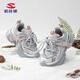 哈比熊（HOBIBEAR）兒童鞋女童運動(dòng)鞋2025春季新款輕便百搭童鞋男女童鞋跑步鞋 銀色 -加絨 34