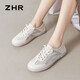 ZHR休閑鞋女夏季網(wǎng)面輕便小白鞋女百搭圓頭透氣女鞋 A67E 米灰 38 