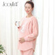 嬌銀月子服孕婦哺乳睡衣懷孕期產(chǎn)后喂奶秋冬保暖加厚寬松珊瑚絨套裝 淺粉（保暖雙層絨） M（適合體重120斤以內(nèi)）