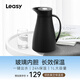 LEASY 保溫壺家用玻璃內(nèi)膽開水按壓式保暖瓶熱水壺宿舍便攜1L大容量 優(yōu)雅黑 1L 1L