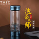 TAIC太可純鈦茶水分離泡茶杯雙層玻璃茶杯辦公室茶杯禮品杯茶具茶杯 瀚海藍 360ml