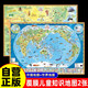 全2張 少年兒童知識(shí)地圖 中國(guó)地圖+世界地圖覆膜升級(jí)版高清防水980*677mm大尺寸墻貼掛圖