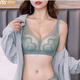 莫代爾 桑蠶絲內衣女小胸聚攏收副乳調整型防下垂文胸無(wú)鋼圈文胸套裝 暗香-竹綠【單件】 85B 38B