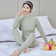 伊棠朵少女生秋衣秋褲純棉薄款保暖內衣套裝初高中學(xué)生青少年中大童女孩襯衣襯褲線(xiàn)衣線(xiàn)褲棉毛打衫加肥加大碼 中領(lǐng)抹茶綠條紋套裝 2XL（120-140斤）