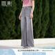 香影灰色牛仔闊腿褲女2025夏季新款水洗高腰寬松復(fù)古顯瘦直筒褲子 淺灰 L 165/88A/110-125斤