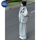 NASAWASSUP學院風運動服套裝女春秋季學生寬松顯瘦時尚韓版衛(wèi)衣休閑時髦套裝 灰色【三件套】 XL 【建議111-125斤】