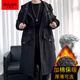 卡度頓秋冬款長(cháng)款過(guò)膝風(fēng)衣男連帽韓版大碼寬松撞色拼接外套男大衣潮披風(fēng) 994黑色加棉 3XL （建議180-200斤左右）