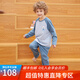 美標(biāo)【特惠讓利】男童長袖純棉睡衣套裝春秋兒童格子大童外穿家居服 灰藍(lán) 120 10號(56)