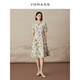 VGRASS新中式國風(fēng)裙裝夏季新款法式茶歇輕奢高級感夏裝連衣裙女裝碎花裙 密合色 S