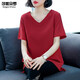 莎妮朵羅大碼女裝T恤女短袖胖mm夏裝新品中長(cháng)款休閑寬松棉上衣媽媽裝15177 棗紅色 3XL 建議150-160斤穿著(zhù)