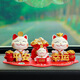 齊選搖頭招財貓車(chē)載擺件中控臺汽車(chē)內裝飾品車(chē)載吉祥可愛(ài)卡通漂亮網(wǎng)紅 平安幸運+招財貓+好運紅+紅色墊