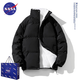 NASA RHUDE棉服男棉襖男裝冬季棉衣青少年潮流男士冬裝加厚襖子秋冬天外套男 黑色 XL (建議體重130-160斤)