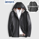 凱撒（KAISER）頭層小牛皮皮夾克男連帽短款皮衣時(shí)尚機車(chē)服秋冬外套真皮羽絨內膽 黑色 4XL