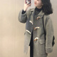 ANGEL MOOD呢子大衣女2025年春秋季灰色牛角扣毛呢外套新款小個(gè)子女裝冬季款 灰色 S 【105斤內(nèi) 】