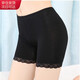 確彤夏季安全褲女士防走光打底褲薄褲冰絲無(wú)痕不卷邊大碼清涼外穿內褲 莫代爾黑色-蕾絲邊 均碼（80-110）