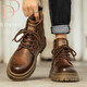 DDeiet馬丁靴男款英倫風(fēng)2025新款高幫休閑復古工裝秋冬季加絨保暖棉鞋男 紅棕【品牌精美包裝】 41 標準碼