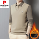 皮爾卡丹（pierre cardin）高檔假兩件長(cháng)袖T恤男士春秋中年百搭休閑保暖打底POLO衫 卡其色(保暖) 加絨 XL 建議140-155斤