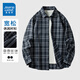 真維斯（Jeanswest）格子襯衫男長(cháng)袖春秋男生復古少年感痞帥2026春季休閑襯衣男裝外套 藏青 純色 XL