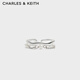 CHARLES&KEITH24秋新品月光謐語(yǔ)仿珍珠疊鏈開(kāi)口戒指CK5-32120409 Silver銀色 S