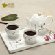 恒福整套茶具套裝定窯白瓷高端功夫茶壺茶杯帶托盤(pán)國畫(huà)大師賴(lài)少其作品 石斛花托盤(pán)組