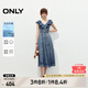 ONLY2025夏季新款浪漫風(fēng)荷葉邊V領(lǐng)中長裙牛仔連衣裙女|125242019 J33350水洗牛仔藍 L