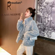 艾柔丹AIROUDAN輕奢女裝短外套女秋冬新款設(shè)計感牛角扣寬松仿羊羔毛大衣 淺藍色 S