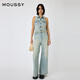 moussy【新復古回潮】 復古港風做舊無袖連體褲牛仔褲010HA711-1681 111淺藍色 S 00001