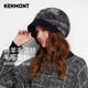 卡蒙（Kenmont）冬款帽子女士格子貝雷帽拼接毛呢帽子韓版時(shí)尚堆堆帽修飾臉型2763 藏青色 均碼 57.5cm