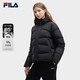FILA 斐樂官方女士羽絨服冬季新款時(shí)尚休閑保暖寬松連帽上衣 正黑色-BK M 165/84A