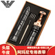 適配阿瑪尼手表帶原裝真皮AR1981 2447 2433 60008黑武士表帶 AMN-黑色黑線+玫瑰金蝴蝶扣 22mm