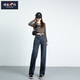 增致牛仔（zengzhi）藍灰闊腿牛仔褲女裝舒適柔軟時(shí)尚潮流百搭簡(jiǎn)約女士牛仔褲 藍灰長(cháng)褲 28