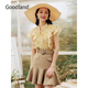 音兒（YINER）【真絲系列】Goodland美地夏季法式含桑蠶絲碎花襯衫 淺黃 42