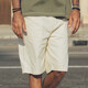 AKSERIESAK男裝夏季新復古回潮系列時(shí)尚百搭海錨繡花休閑短褲男2214203 米白 M