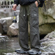 JEEP SPIRIT吉普工裝褲男春夏季褲子男士寬松休閑褲傘兵褲 軍綠色 XL